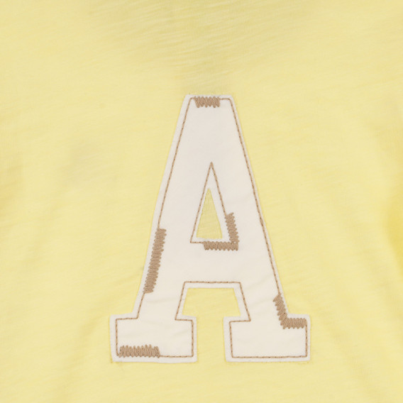 Βαμβακερή μπλούζα με κοντά μανίκια και γιακά για ένα μωρό, κίτρινο Benetton 243138 3