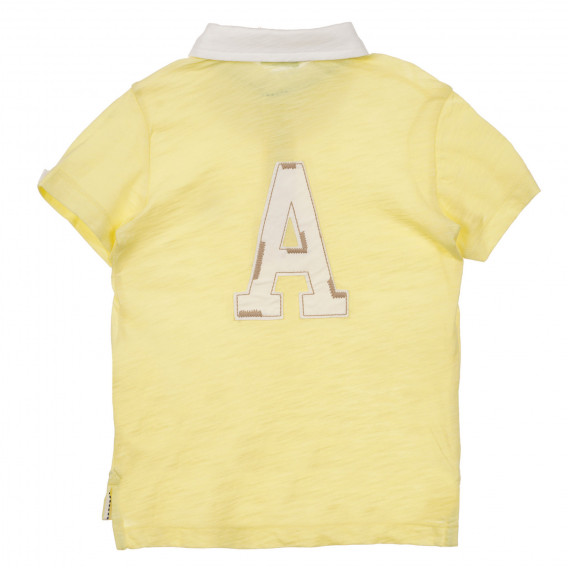 Βαμβακερή μπλούζα με κοντά μανίκια και γιακά για ένα μωρό, κίτρινο Benetton 243139 4