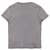 Βαμβακερό μπλουζάκι με στάμπες, γκρι Sisley 243146 3