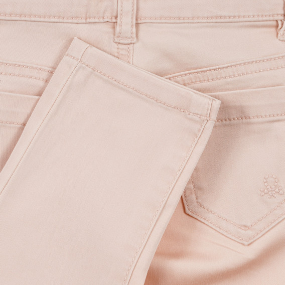 Παντελόνι με απλικέ λογότυπο μάρκας, ανοιχτό ροζ Benetton 243174 3