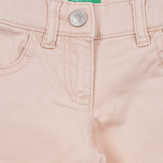 Παντελόνι με απλικέ λογότυπο μάρκας, ανοιχτό ροζ Benetton 243175 4