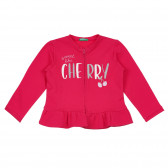 Βαμβακερή μπλούζα με σούφρες για μωρό, ροζ Benetton 243187 