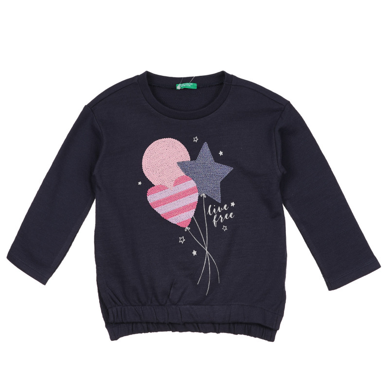 Βαμβακερή μπλούζα με μπαλόνι για μωρά, σκούρο μπλε  243207