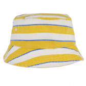 Βαμβακερό καπέλο σε κίτρινες και άσπρες ρίγες με μπλε τόνους για ένα μωρό Benetton 243227 