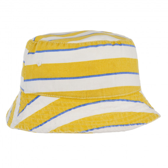 Βαμβακερό καπέλο σε κίτρινες και άσπρες ρίγες με μπλε τόνους για ένα μωρό Benetton 243228 2