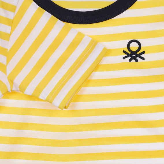 Βαμβακερό μπλουζάκι σε άσπρες και κίτρινες ρίγες. Benetton 243295 2