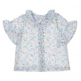 Βαμβακερή μπλούζα με λουλουδάτο ύφασμα σε λευκό χρώμα Benetton 243326 