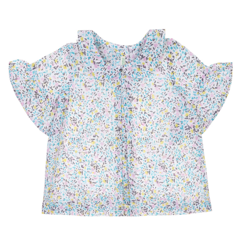 Βαμβακερή μπλούζα με λουλουδάτο ύφασμα σε λευκό χρώμα  243326