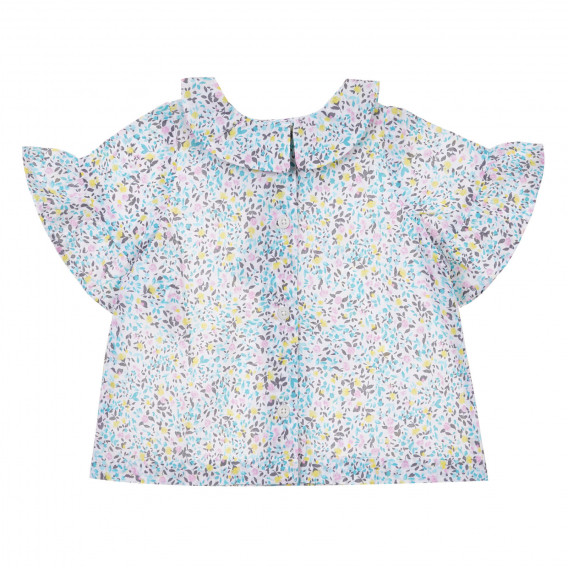 Βαμβακερή μπλούζα με λουλουδάτο ύφασμα σε λευκό χρώμα Benetton 243328 3