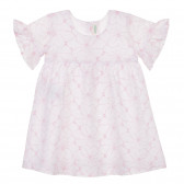 Βαμβακερό φόρεμα με βολάν και ροζ αποχρώσεις για ένα μωρό, λευκό Benetton 243334 