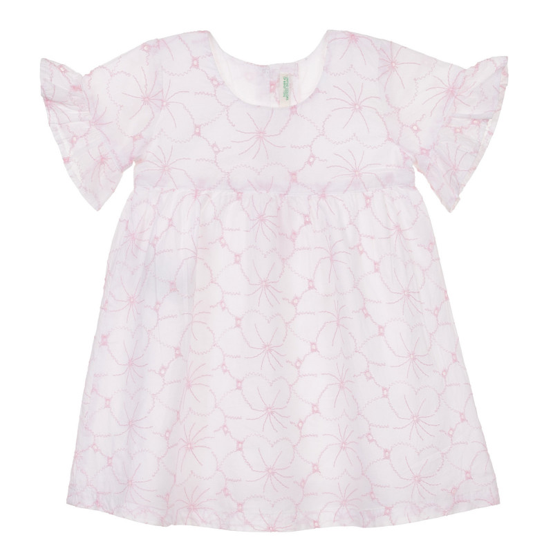 Βαμβακερό φόρεμα με βολάν και ροζ αποχρώσεις για ένα μωρό, λευκό  243334