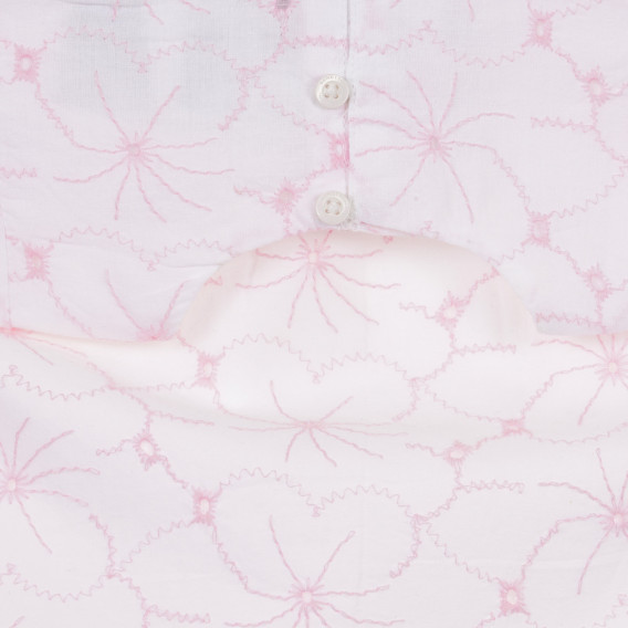Βαμβακερό φόρεμα με βολάν και ροζ αποχρώσεις για ένα μωρό, λευκό Benetton 243336 3
