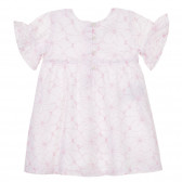 Βαμβακερό φόρεμα με βολάν και ροζ αποχρώσεις για ένα μωρό, λευκό Benetton 243337 4