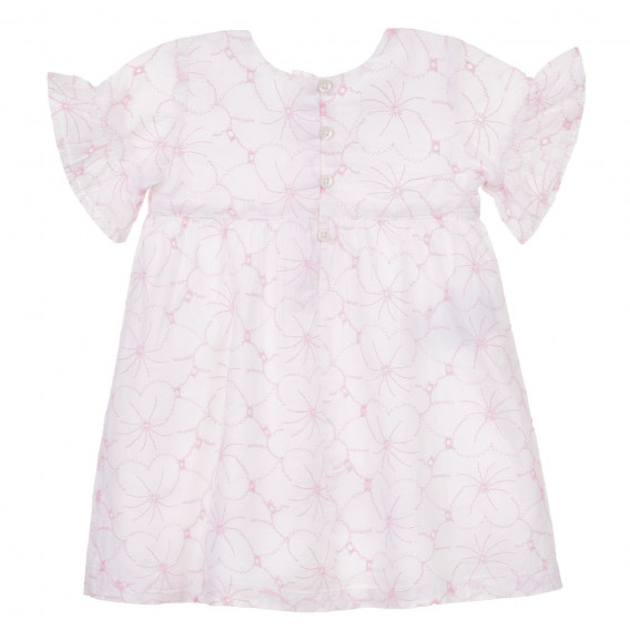 Βαμβακερό φόρεμα με βολάν και ροζ αποχρώσεις για ένα μωρό, λευκό Benetton 243337 4