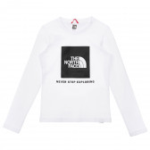 Μακρυμάνικη βαμβακερή μπλούζα με το λογότυπο της μάρκας, λευκή The North Face 243577 