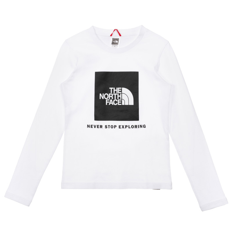 Μακρυμάνικη βαμβακερή μπλούζα με το λογότυπο της μάρκας, λευκή  243577
