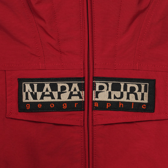 Ανοιξιάτικο μπουφάν με κουκούλα και το λογότυπο της μάρκας, κόκκινο Napapijri 243649 2