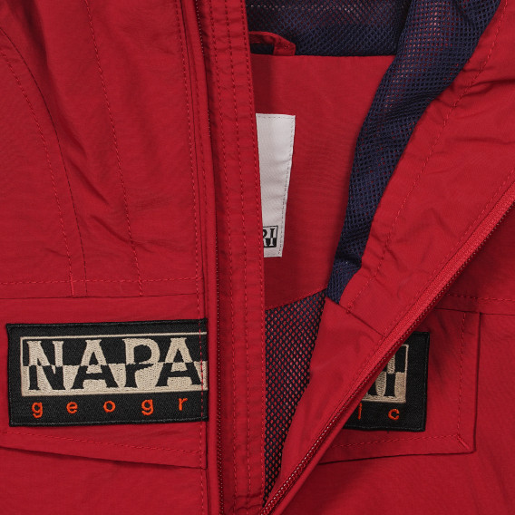 Ανοιξιάτικο μπουφάν με κουκούλα και το λογότυπο της μάρκας, κόκκινο Napapijri 243650 3