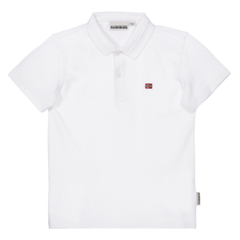 Βαμβακερή μπλούζα με γιακά, σε λευκό χρώμα  243672