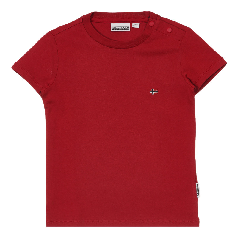 Βαμβακερό μπλουζάκι με μικρό απλικέ, κόκκινο  243680