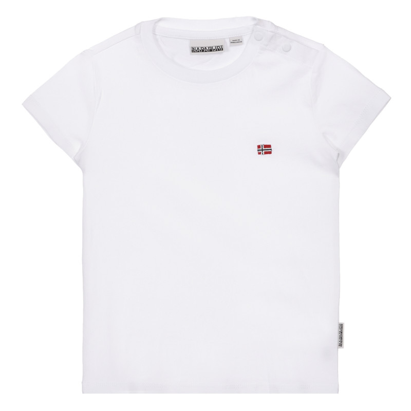 Βαμβακερό μπλουζάκι με μικρό απλικέ, λευκό  243684