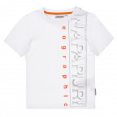Βαμβακερό μπλουζάκι με την επιγραφή της μάρκας, λευκό Napapijri 243688 