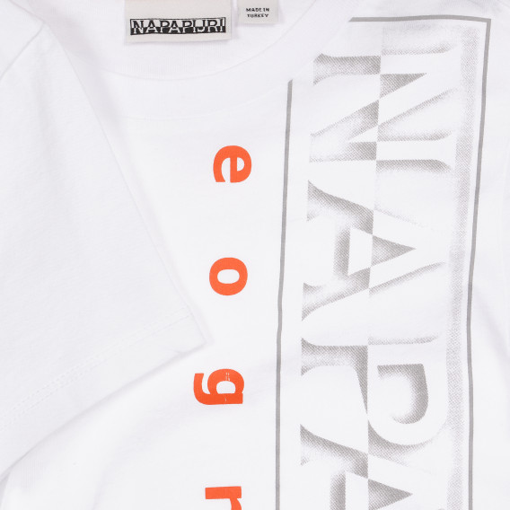Βαμβακερό μπλουζάκι με την επιγραφή της μάρκας, λευκό Napapijri 243689 2
