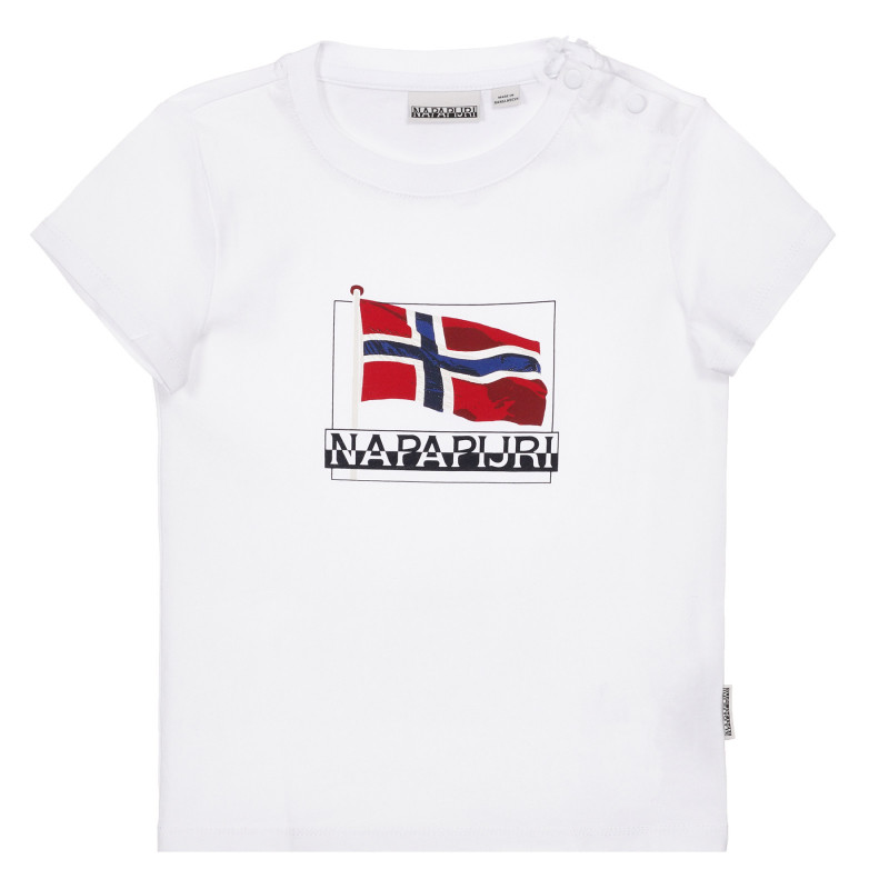 Βαμβακερό μπλουζάκι με το λογότυπο της μάρκας, λευκό χρώμα  243696