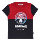 Βαμβακερό μπλουζάκι με κόκκινες πινελιές, μπλε Napapijri 243711 