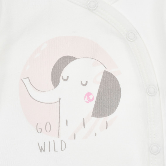 Βαμβακερό κορμάκι με ελέφαντα για ένα μωρό, λευκό Pinokio 243879 3