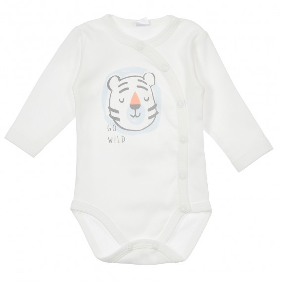 Βαμβακερό κορμάκι με τίγρη για ένα μωρό, λευκό Pinokio 243882 2