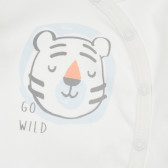 Βαμβακερό κορμάκι με τίγρη για ένα μωρό, λευκό Pinokio 243883 3
