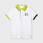 Βαμβακερό μπλουζάκι με γιακά και κουμπιά, λευκό Mayoral 243915 