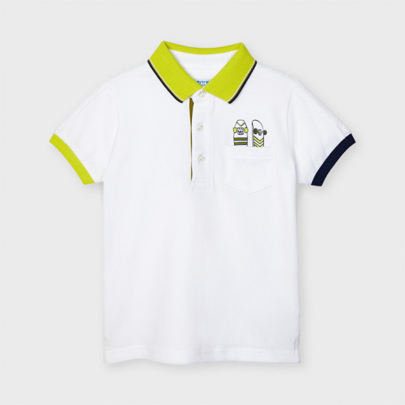 Βαμβακερό μπλουζάκι με γιακά και κουμπιά, λευκό Mayoral 243915 