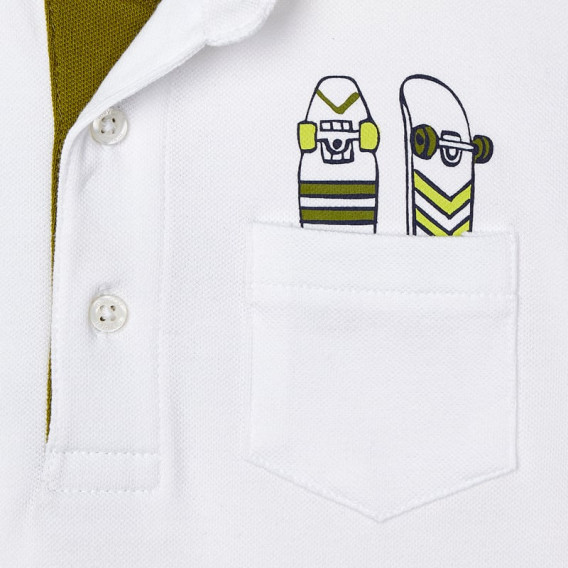 Βαμβακερό μπλουζάκι με γιακά και κουμπιά, λευκό Mayoral 243917 3
