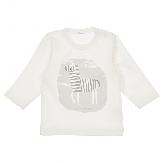 Βαμβακερή μπλούζα με μακριά μανίκια για ένα μωρό, λευκό Pinokio 243935 2