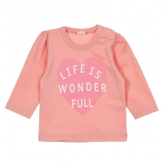 Βαμβακερή μπλούζα με μανίκια για μωρά, ροζ Pinokio 243997 2