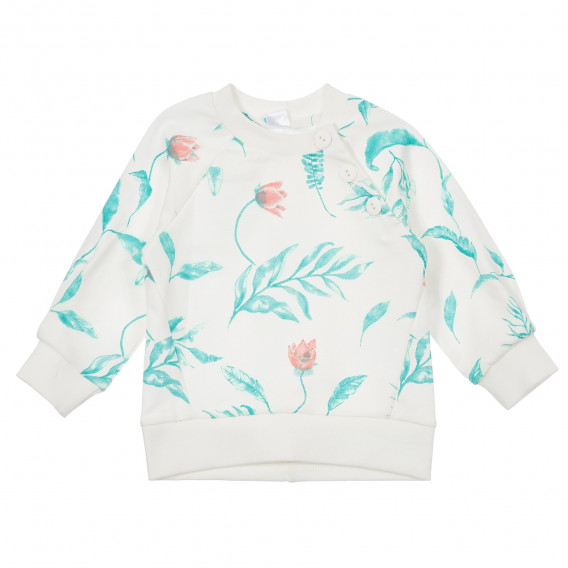 Βαμβακερή μπλούζα με φλοράλ τύπωμα για μωρά, λευκό Pinokio 244009 2