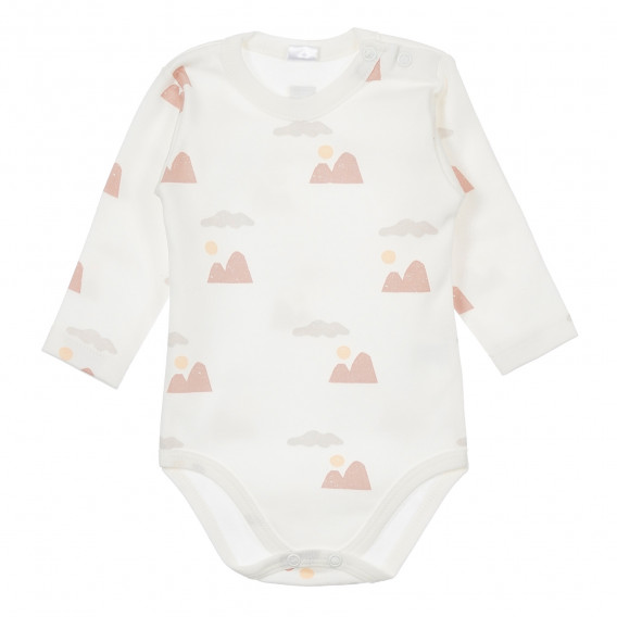 Βαμβακερό κορμάκι με μακριά μανίκια και τύπωμα για ένα μωρό, σε λευκό χρώμα Pinokio 244104 2