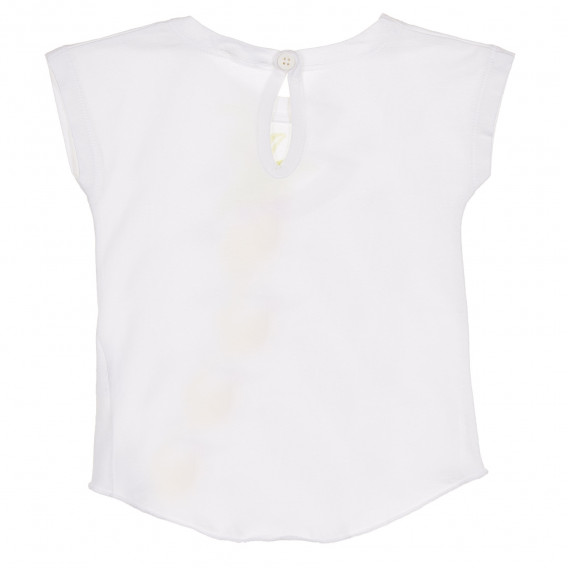 Βαμβακερό μπλουζάκι με επιμήκη πλάτη και τύπωμα για ένα μωρό, λευκό Benetton 244380 3
