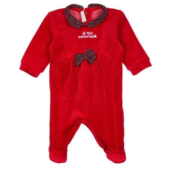 Chicco βελούδινη κόκκινη φόρμα με φιόγκο για μωρό Chicco 244902 