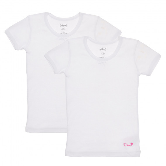Σετ Chicco με δύο βαμβακερά μπλουζάκια σε λευκό χρώμα με φιόγκο Chicco 244956 