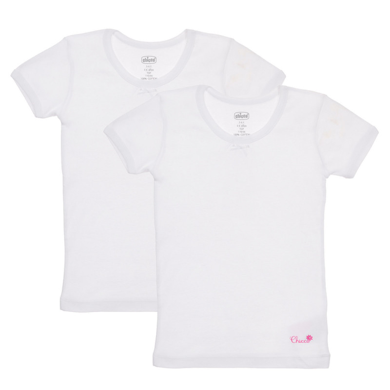 Σετ Chicco με δύο βαμβακερά μπλουζάκια σε λευκό χρώμα με φιόγκο  244956