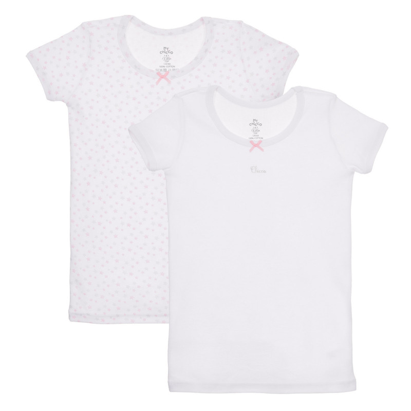 Σετ Chicco με δύο βαμβακερά μπλουζάκια σε λευκό χρώμα  245035