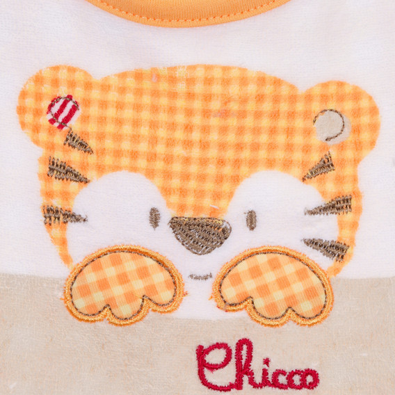 Chicco λευκή βαμβακερή σαλιάρα με απλικέ τίγρης για μωρό Chicco 245454 2