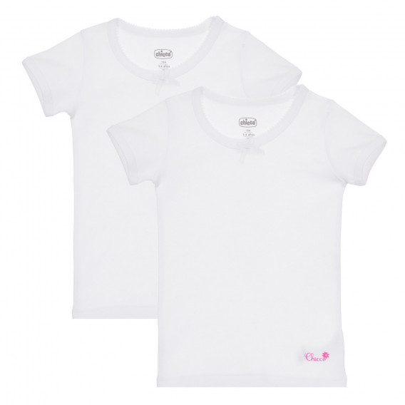 Σετ Chicco από βαμβακερά μπλουζάκια σε λευκό χρώμα με κορδέλα Chicco 245547 