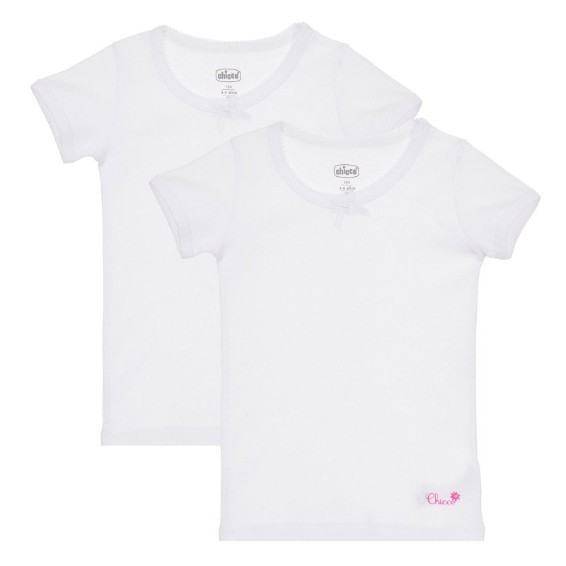 Σετ Chicco από βαμβακερά μπλουζάκια σε λευκό χρώμα με κορδέλα  245547