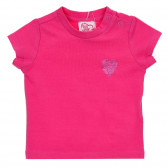 Chicco ροζ βαμβακερό βρεφικό μπλουζάκι με μπροκάρ στάμπα καρδιά Chicco 245926 
