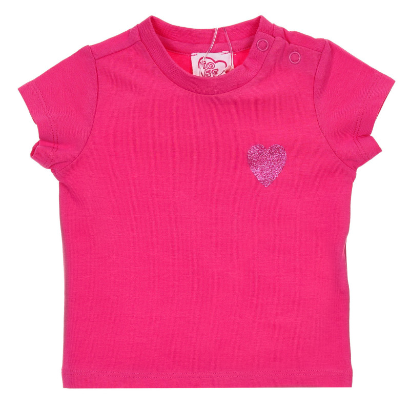 Chicco ροζ βαμβακερό βρεφικό μπλουζάκι με μπροκάρ στάμπα καρδιά  245926