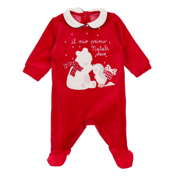 Χριστουγεννιάτικη βαμβακερή φόρμα Chicco σε κόκκινο χρώμα με χριστουγεννιάτικα μοτίβα για μωρό Chicco 246017 